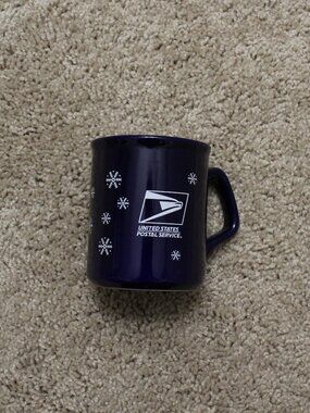 Coffee Mug USPS Color Cobalt Blue Snow Flakes Christmas Themed